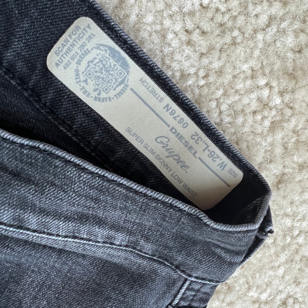 Diesel Size 26 Washed Black Denim Jeans
